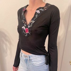 Armani Exchange Long Sleeved Embroidered Top